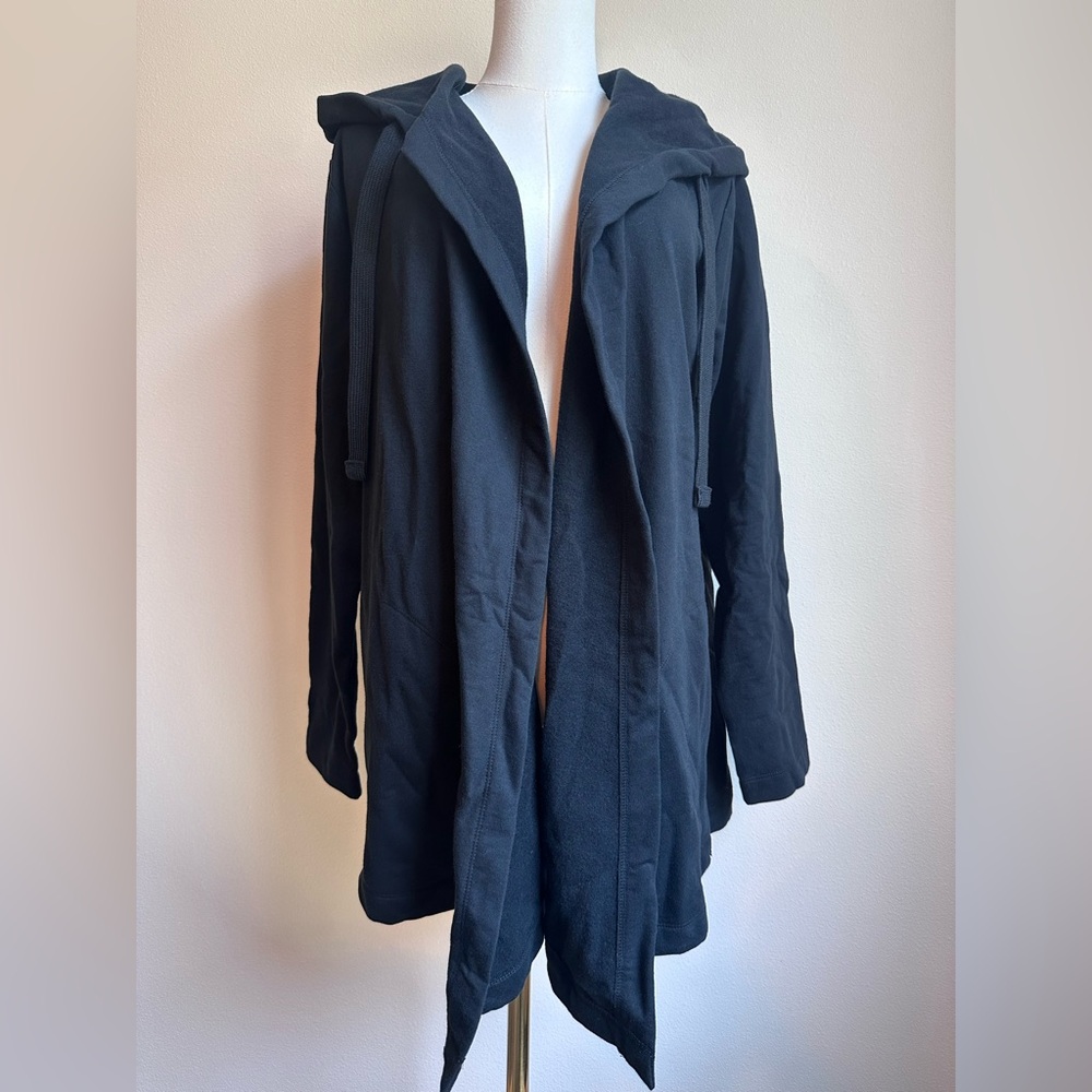 Eddie Bauer Black Hooded Camp Long Sleeve Fleece Wrap SIZE L